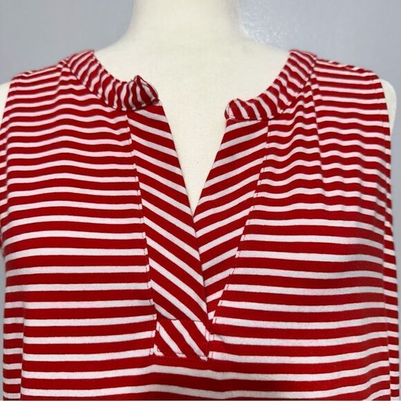 Jones New York Top Red Stripe Popover Size L - Picture 4 of 7